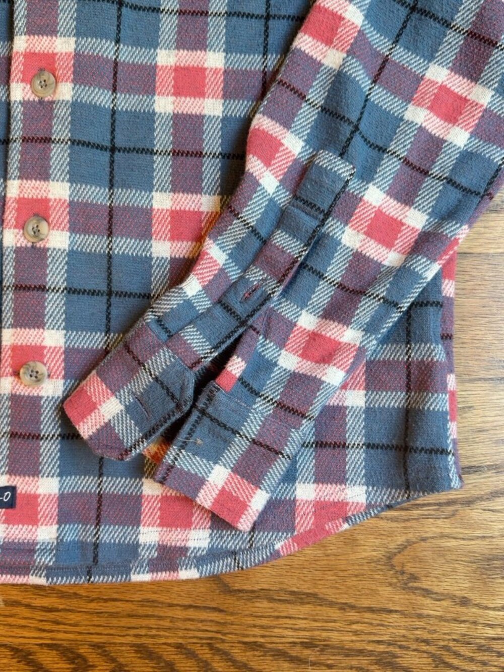johnnie-O Top Shelf Plaid Button Down Shirt S Blue Red Stretch - Picture 6 of 7